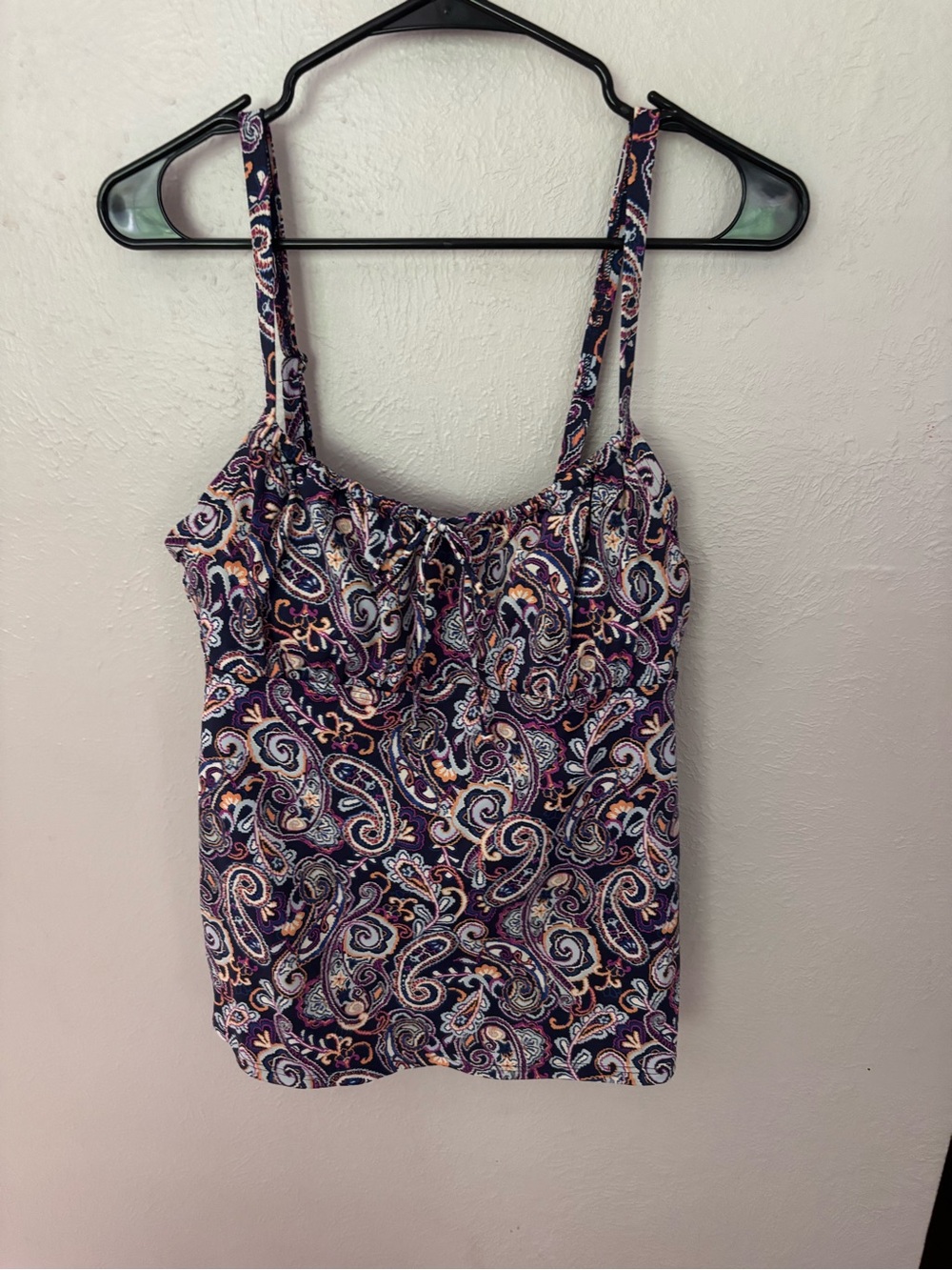 Lands' End Navy Paisley Camisole with Pink & Cream Accents